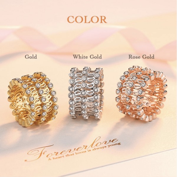 Fashion Three-row zircon telescopic ring..