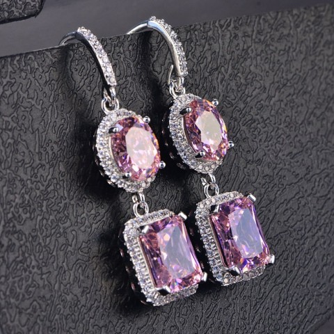 Super Sparkling Square Diamond Birthstone Earrings