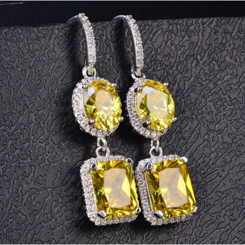 Super Sparkling Square Diamond Birthstone Earrings