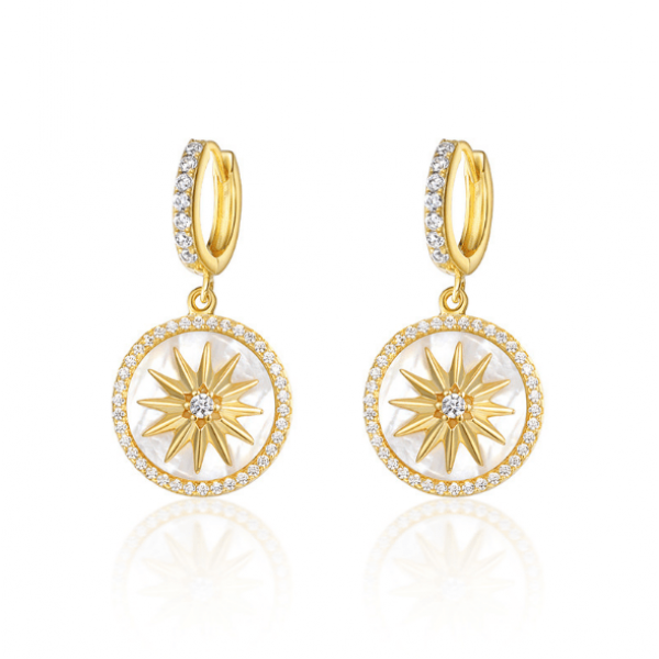 S925 octagon zircon shell earrings in st..