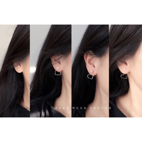 Korean popular 14k gold earrings, natural freshwater pearls 3 ways to wear