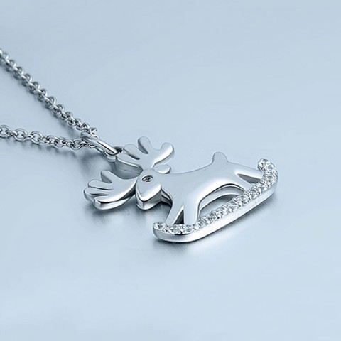 925 sterling silver Christmas moose necklace