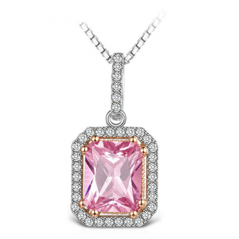 Large Artificial Square Pink Gem Jewelry