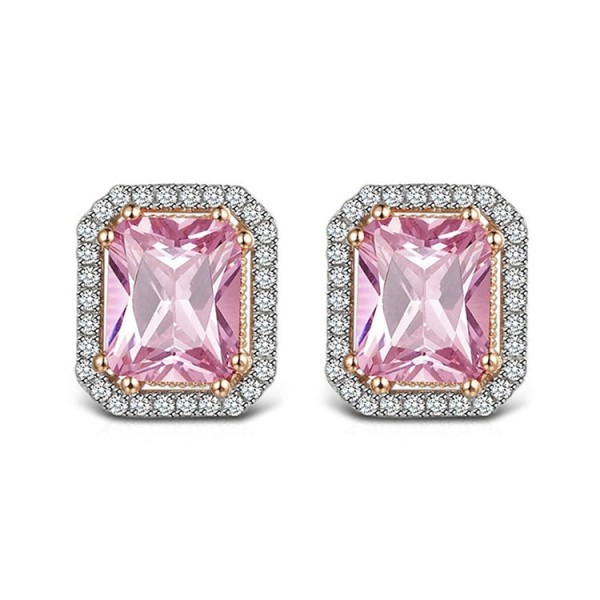 Artificial gem pink square earrings..