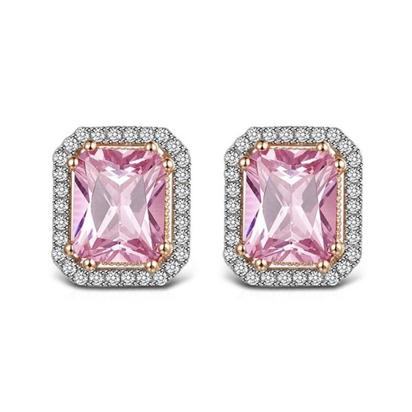 Artificial gem pink square earrings