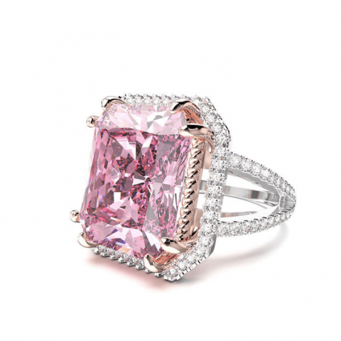 Large Artificial Square Pink Gem Jewelry