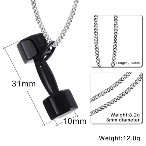 Fashion tricolor fitness dumbbell couple necklace