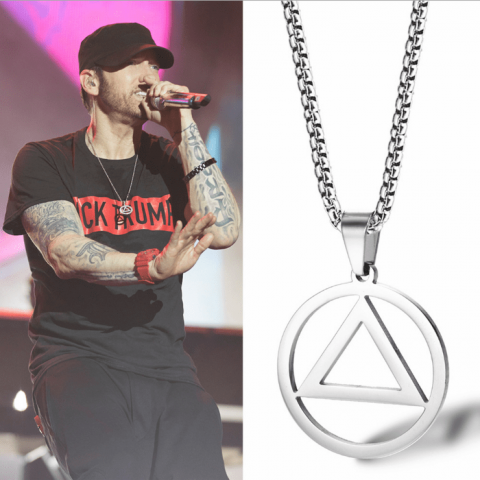 Eminem Style Triangle Pendant Titanium Steel Men s Necklace