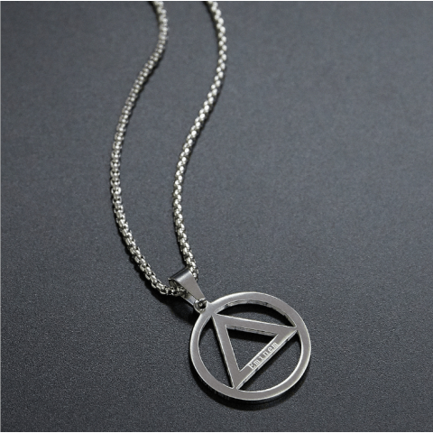 Eminem Style Triangle Pendant Titanium Steel Men s Necklace