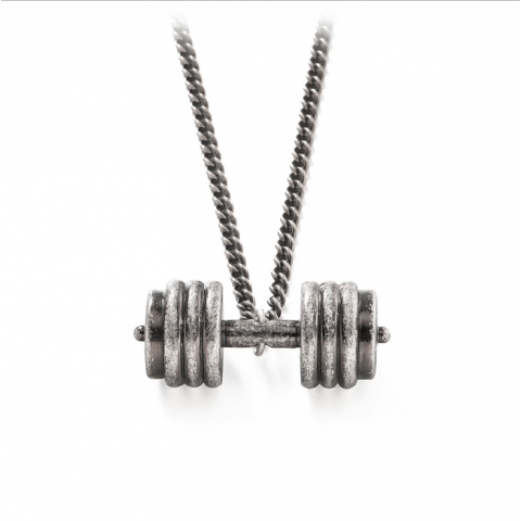 Fitness dumbbell necklace couple set