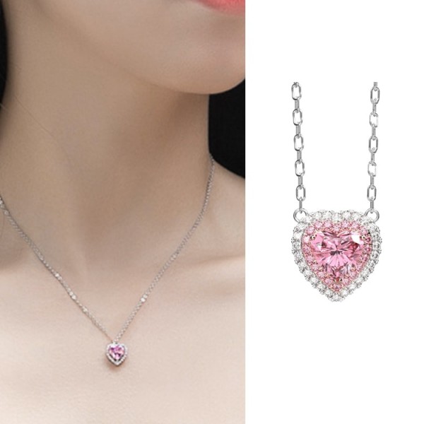 Crystal pink heart Austrian crystal neck..