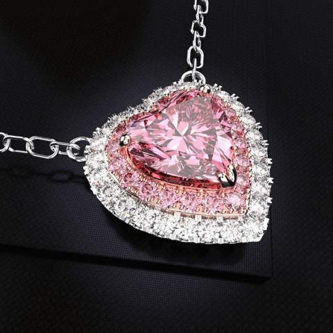 Crystal pink heart Austrian crystal necklace