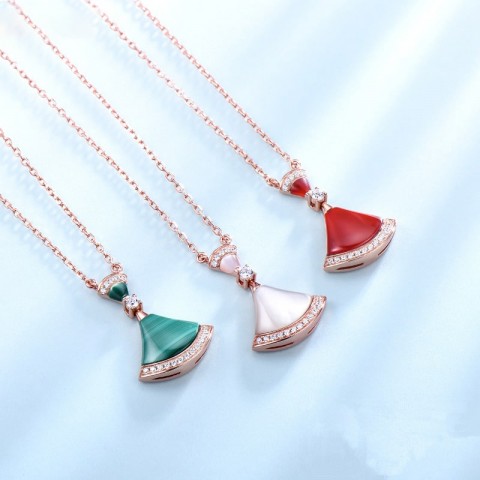 Influencer recommended fashion zircon fan-shaped skirt necklace