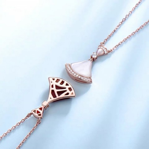 Influencer recommended fashion zircon fan-shaped skirt necklace