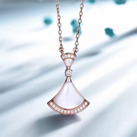 Influencer recommended fashion zircon fan-shaped skirt necklace