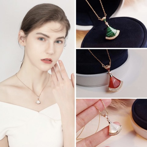 Influencer recommended fashion zircon fan-shaped skirt necklace