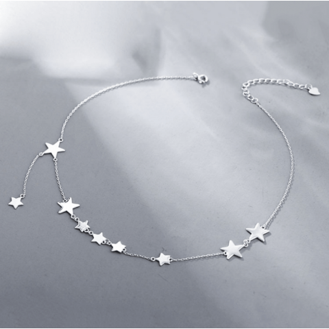 chichic S925 Sterling Silver Star Shining Pendant Necklace