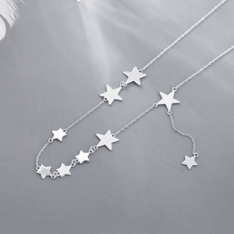 chichic S925 Sterling Silver Star Shining Pendant Necklace