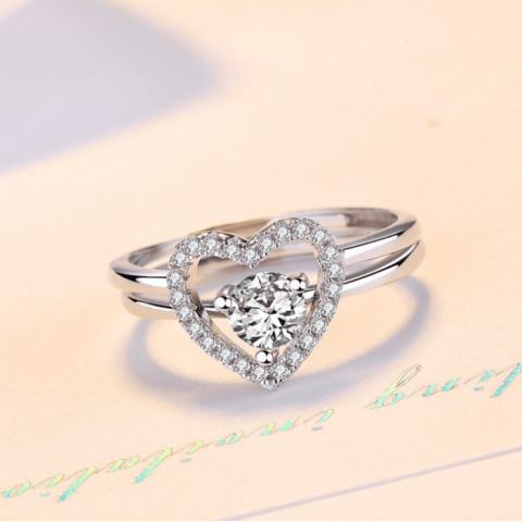 S925 Sterling Silver 2in1 Heart Ring