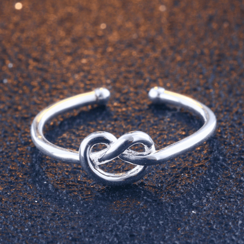 s925 sterling silver love knot tri-color free size ring