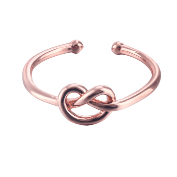 s925 sterling silver love knot tri-color free size ring