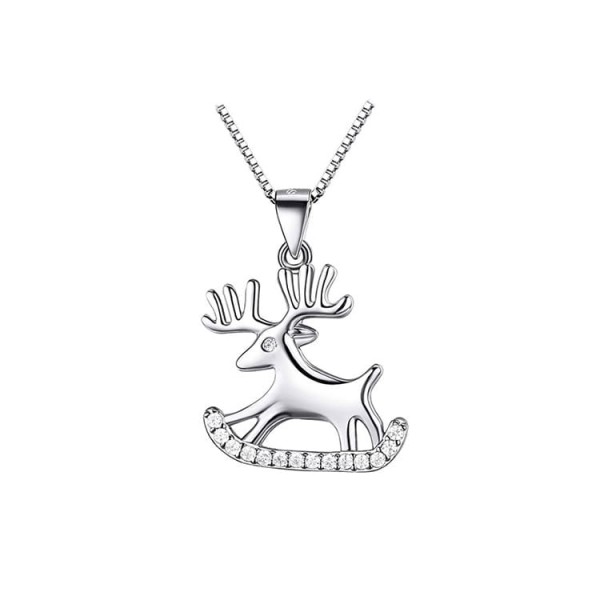 925 sterling silver Christmas moose necklace