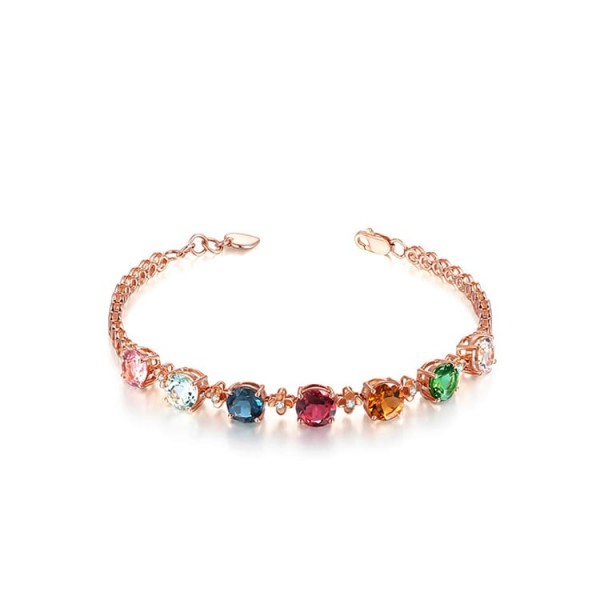 Rainbow Gemstone Plated 18k Rose Gold Br..