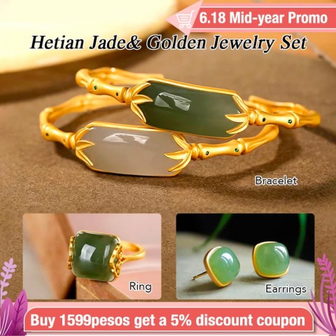 Luxury BAMBOO Jade Jewelry Set