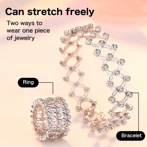 Fashion Three-row zircon telescopic ring bracelet 2-in-1 