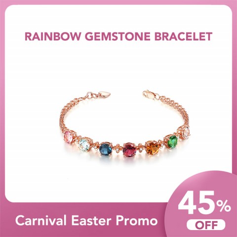 Rainbow Gemstone Plated 18k Rose Gold Bracelet