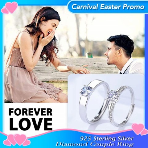 Eternal Love 925 Sterling Silver Diamond Couple Ring