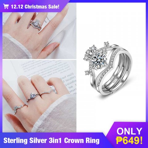 sterling silver 3in1 crown  ring 