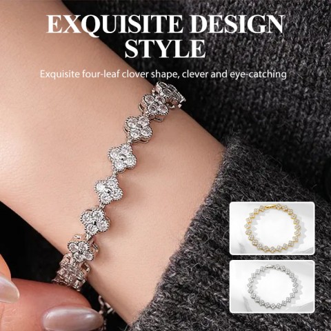 Four-leaf clover full diamond bracelet