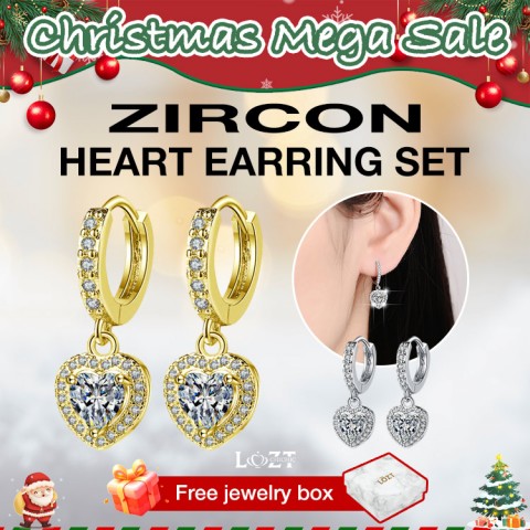 Zircon Heart Earrings Set