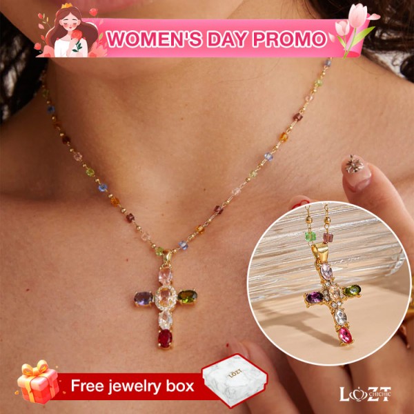 Colorful zircon cross necklace..