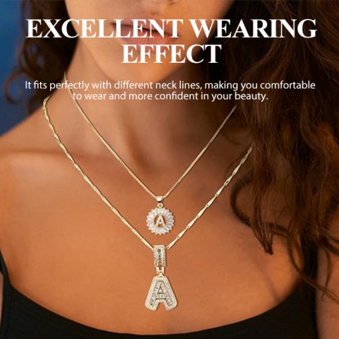 2pc 14k Diamond Letter Initial Necklaces