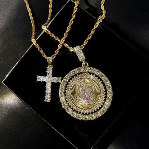 Full Diamond Cross St. Jude Necklace