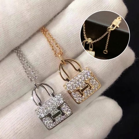 Fully diamond Zircon bag Necklace