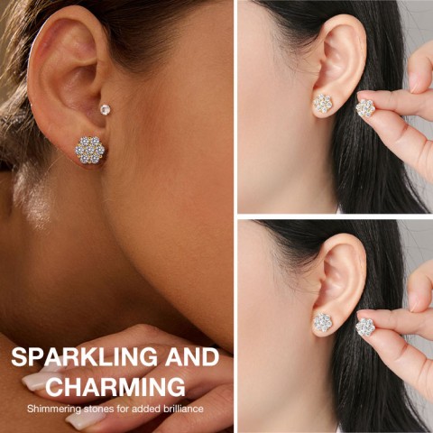 Flower Thread Moissanite Earrings