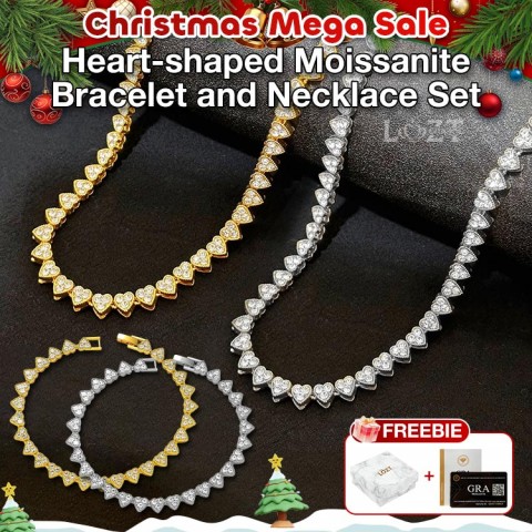Heart-shaped Moissanite Bracelet and Necklace Set