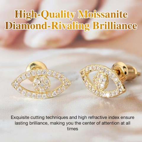 Moissanite Angels Eye Stud Earrings