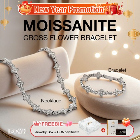 Moissanite Cross Flower Bracelet