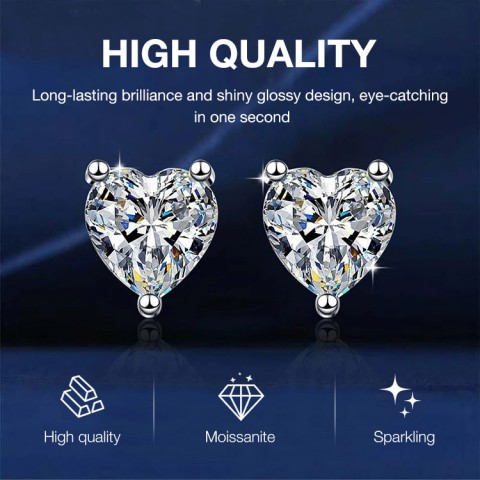 Heart Moissanite Earrings