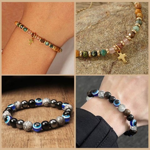 Fashionable Natural Stone Attract Wealth Bracelet set