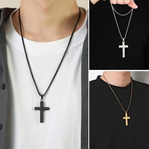 Lord Prayer Scibble Cross Necklace