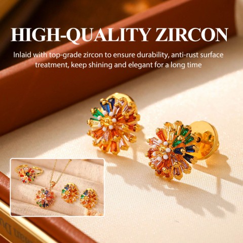 Rotatable Rainbow Zircon Firework Ring