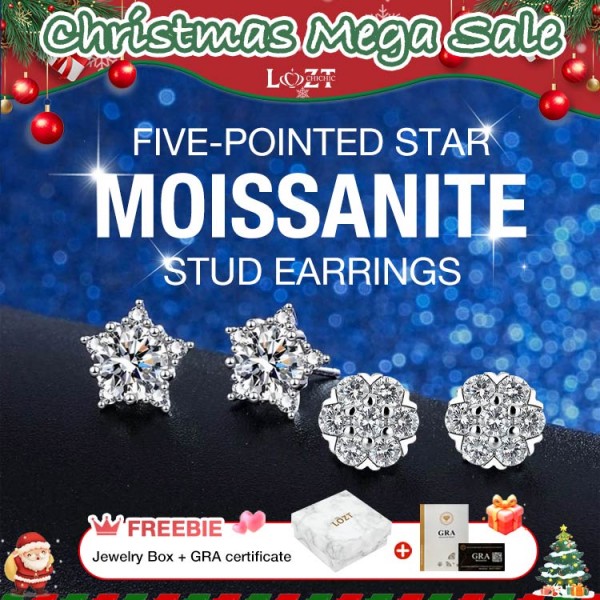 Five-pointed Star Moissanite Stud Earrings