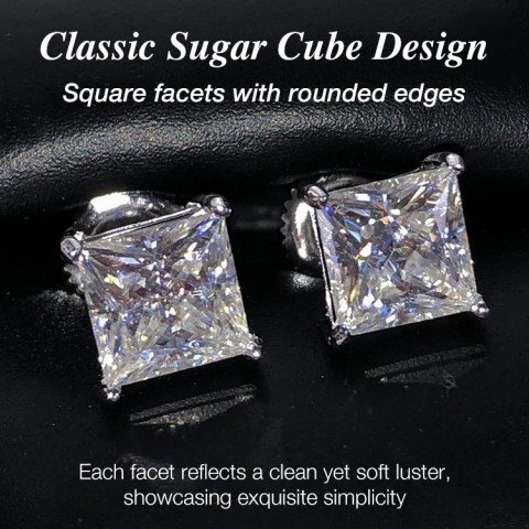 Geometric square zircon earrings