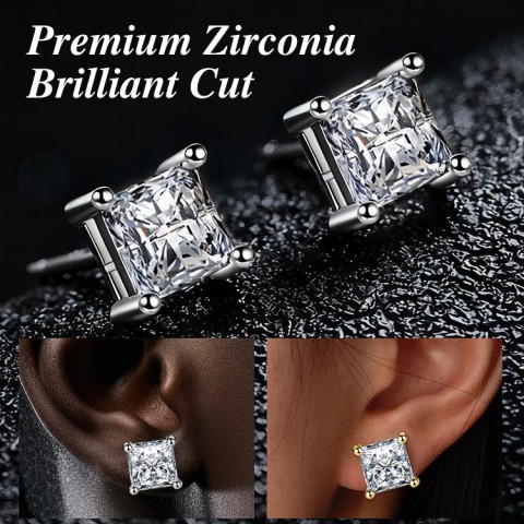 Geometric square zircon earrings