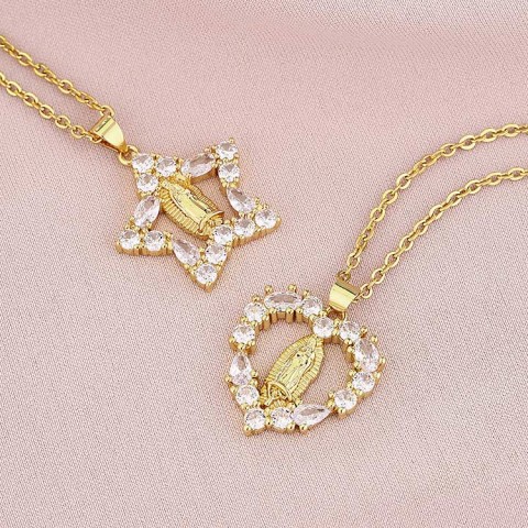 Virgin Mary heart-shaped clavicle necklace